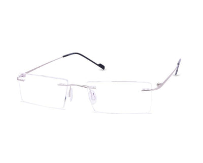 Rectangle Silver Shine WITH SILVER Rimless - (LENSES INCLUDED)*