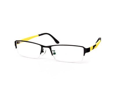 Specsmakers - Unisex Rectangle Half Frame - Black Matt YELLOW - PEC88321 - (LENSES INCLUDED)*