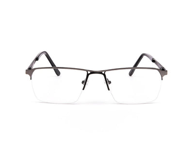 METAL  - HALF FRAME - GREY METALLIC SHINE - RECTANGLE - ANF30580 - (Lenses Included)*