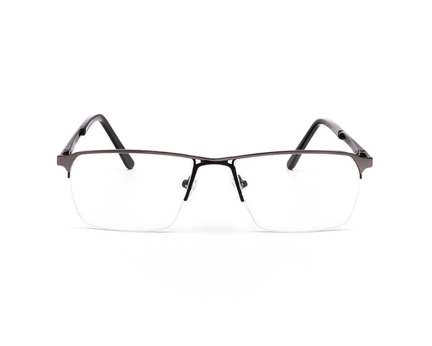 METAL  - HALF FRAME - GREY METALLIC SHINE - RECTANGLE - ANF30580 - (Lenses Included)*