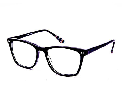 Square Black Shine with BLACK ACETATE Full Frame AMI5004 - Specsmakers