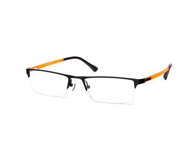 Specsmakers - Unisex Rectangle Half Frame - Black Matt ORANGE - PEC88312 - (LENSES INCLUDED)*