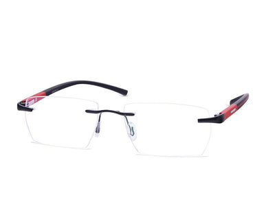 Rectangle Black Matt WITH Red Rimless Metal - (LENSES INCLUDED)*