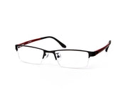 Specsmakers - Unisex Rectangle Half Frame - Black Matt Red - PEC88324 - (LENSES INCLUDED)*