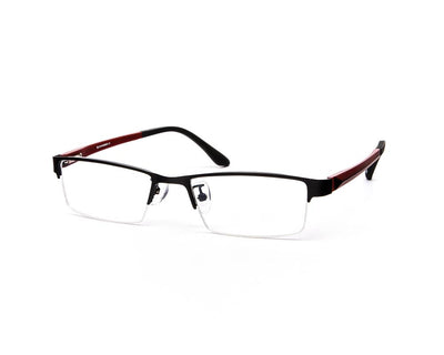 Specsmakers - Unisex Rectangle Half Frame - Black Matt Red - PEC88324 - (LENSES INCLUDED)*