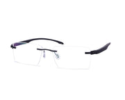Rectangle Black Shine WITH BLACK Rimless Metal - (LENSES INCLUDED)*