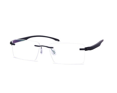 Rectangle Black Shine WITH BLACK Rimless Metal - (LENSES INCLUDED)*
