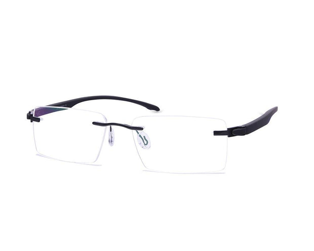 Rectangle Black Shine WITH BLACK Rimless Metal - (LENSES INCLUDED)*
