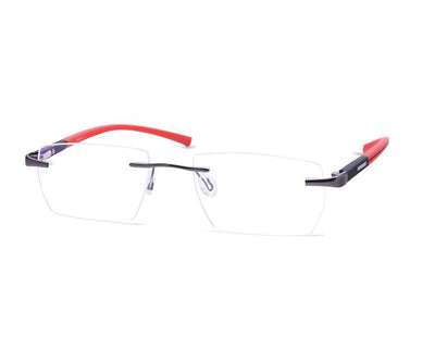 Rectangle Grey Metallic Shine WITH BLACK Rimless Frame - (LENSES INCLUDED)*