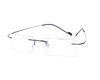 Rectangle Black Shine WITH BLACK Rimless Metal - (LENSES INCLUDED)*