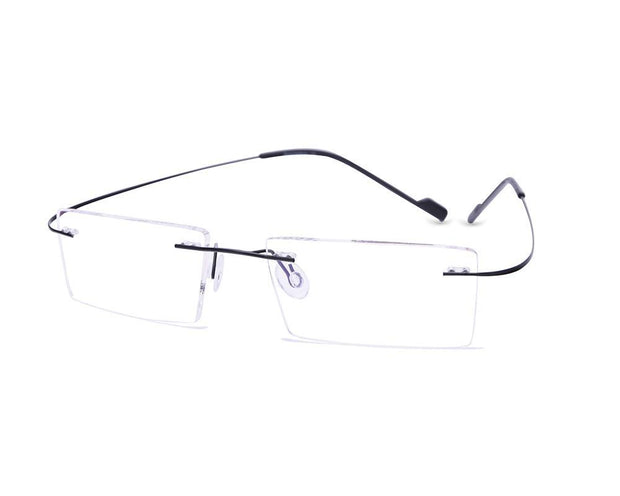 Rectangle Black Shine WITH BLACK Rimless Metal - (LENSES INCLUDED)*