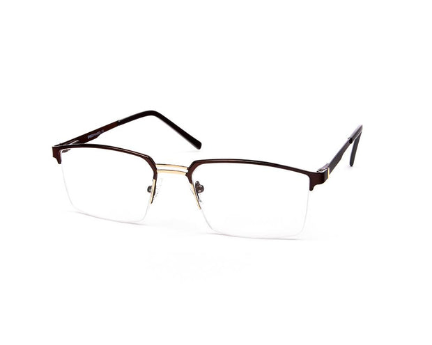 Specsmakers - Unisex DB Rectangle Half Frame - Brown Shine Gold - ANF30348 - (LENSES INCLUDED)*