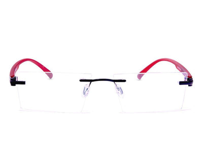 Rectangle Black Shine WITH Red Rimless AMH8004A - Specsmakers