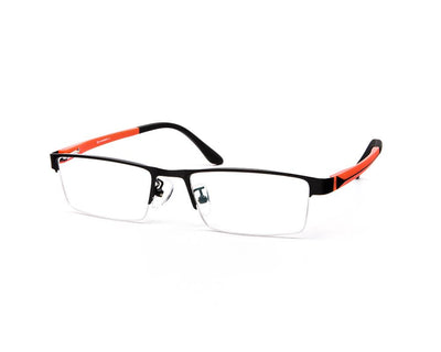 Specsmakers - Unisex Rectangle Half Frame - Black Matt ORANGE - PEC88323 - (LENSES INCLUDED)*