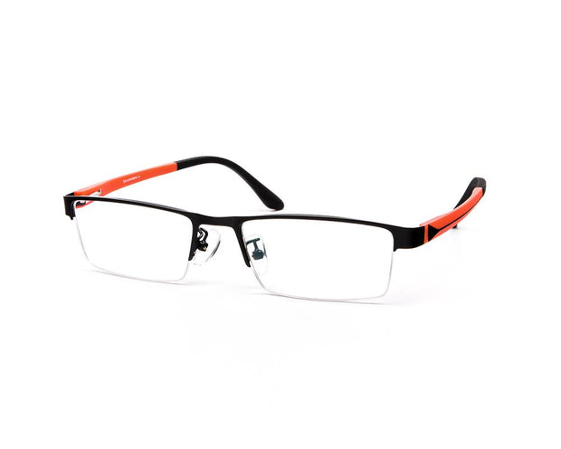 Specsmakers - Unisex Rectangle Half Frame - Black Matt ORANGE - PEC88323 - (LENSES INCLUDED)*