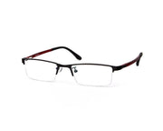 Specsmakers - Unisex Rectangle Half Frame - Black Matt Red - PEC88311 - (LENSES INCLUDED)*