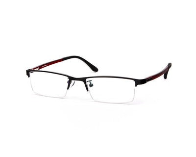 Specsmakers - Unisex Rectangle Half Frame - Black Matt Red - PEC88311 - (LENSES INCLUDED)*
