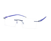 Rectangle Blue Shine WITH DARK Blue Rimless Metal - (LENSES INCLUDED)*