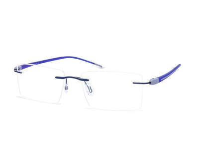 Rectangle Blue Shine WITH DARK Blue Rimless Metal - (LENSES INCLUDED)*