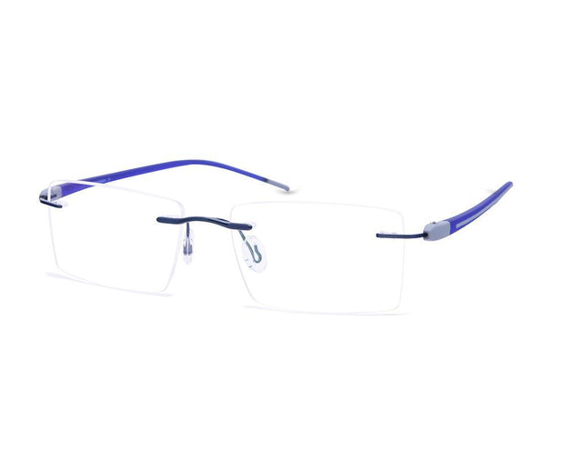 Rectangle Blue Shine WITH DARK Blue Rimless Metal - (LENSES INCLUDED)*