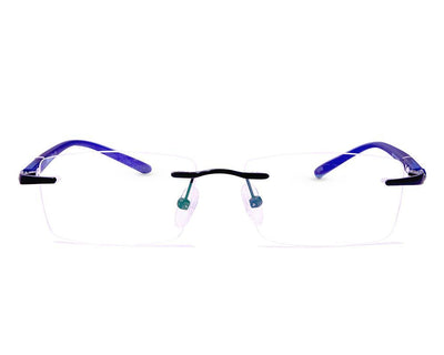 Rectangle BLACK WITH Blue Rimless AMG1730 - Specsmakers