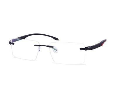 Rectangle Black Shine WITH Red Rimless Metal - (LENSES INCLUDED)*