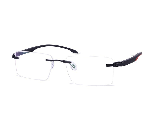 Rectangle Black Shine WITH Red Rimless Metal - (LENSES INCLUDED)*
