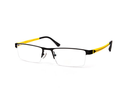 Specsmakers - Unisex Rectangle Half Frame - Black Matt YELLOW - PEC88323 - (LENSES INCLUDED)*