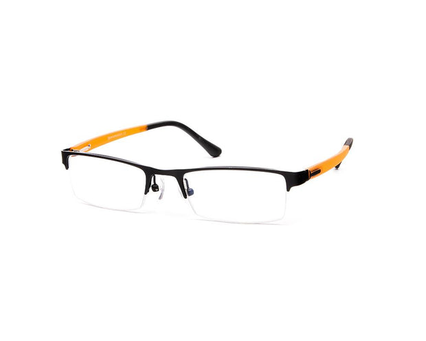 Specsmakers - Unisex Rectangle Half Frame - Black Matt ORANGE - PEC88307 - (LENSES INCLUDED)*