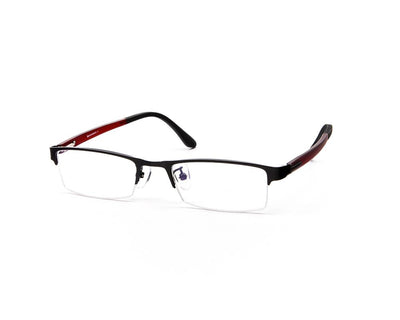 Specsmakers - Unisex Rectangle Half Frame - Black Matt Red - PEC88307 - (LENSES INCLUDED)*