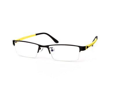 Specsmakers - Unisex Rectangle Half Frame - Black Matt YELLOW - PEC88324 - (LENSES INCLUDED)*