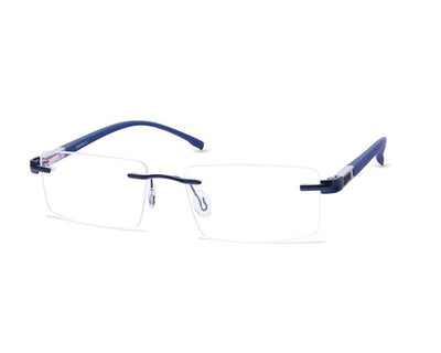Rectangle Blue Shine WITH BLACK Rimless Metal - (LENSES INCLUDED)*
