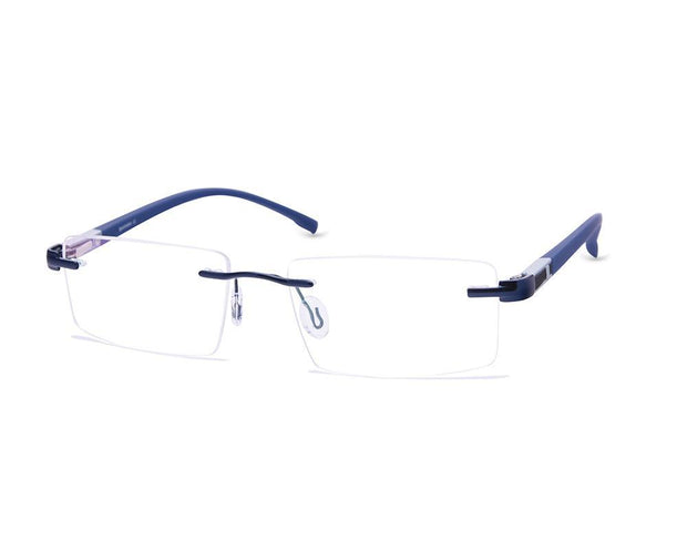 Rectangle Blue Shine WITH BLACK Rimless Metal - (LENSES INCLUDED)*