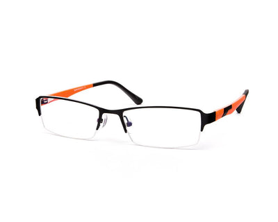 Specsmakers - Unisex Rectangle Half Frame - Black Matt ORANGE - PEC88321 - (LENSES INCLUDED)*