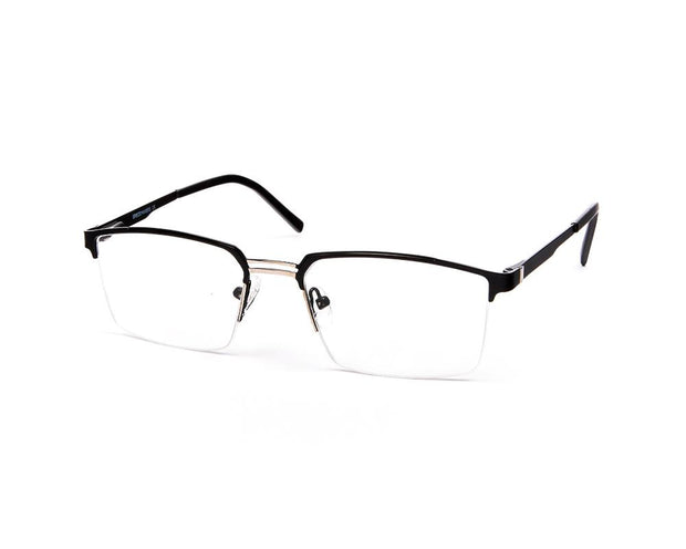 Specsmakers - Unisex DB Rectangle Half Frame - Black Matt SILVER - ANF30348 - (LENSES INCLUDED)*