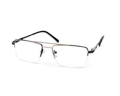 Specsmakers - Unisex DB Rectangle Half Frame - Grey Metallic Shine BLACK - ANF30413 - (LENSES INCLUDED)*
