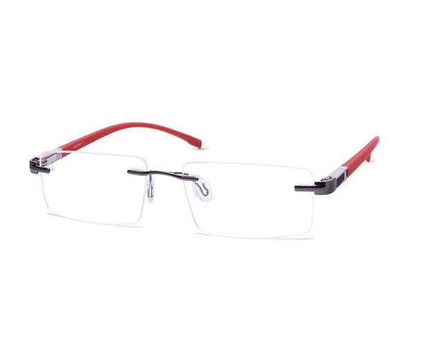 Rectangle Grey Metallic Shine WITH BLACK Rimless Frame - (LENSES INCLUDED)*