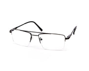 Specsmakers - Unisex DB Rectangle Half Frame - Black Shine SILVER - ANF30413 - (LENSES INCLUDED)*