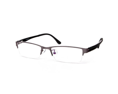 Specsmakers - Unisex Rectangle Half Frame - Grey Metallic Shine BLACK - PEC88315 - (LENSES INCLUDED)*