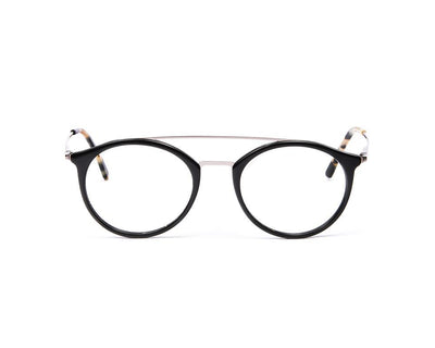 Round Black Shine WITH SILVER Shell Frame SS10432 - (LENSES INCLUDED)*