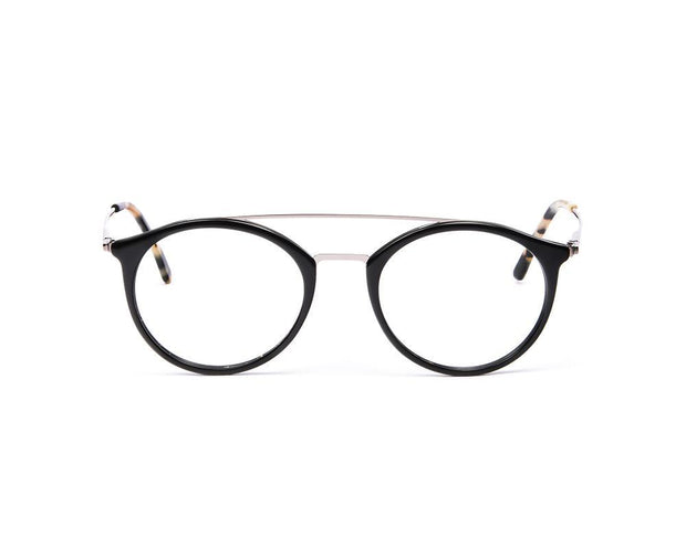 Round Black Shine WITH SILVER Shell Frame SS10432 - (LENSES INCLUDED)*