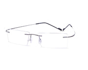 Rectangle Grey Metallic Shine WITH Grey Metallic Rimless Frame - (LENSES INCLUDED)*
