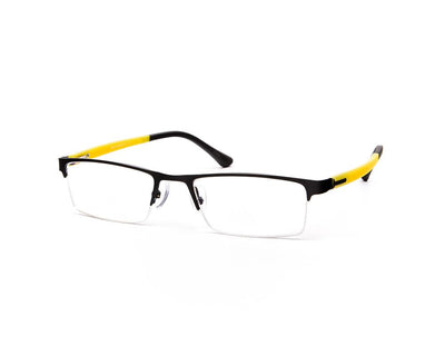 Specsmakers - Unisex Rectangle Half Frame - Black Matt YELLOW - PEC88308 - (LENSES INCLUDED)*