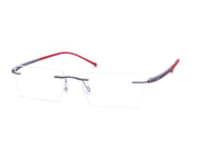 Rectangle Grey Metallic  Shine WITH Red Rimless Frame - (LENSES INCLUDED)*