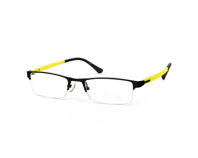 Specsmakers - Unisex Rectangle Half Frame - Black Matt YELLOW - PEC88307 - (LENSES INCLUDED)*