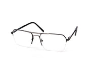 Specsmakers - Unisex DB Rectangle Half Frame - Grey Metallic Shine BLACK - ANF30578 - (LENSES INCLUDED)*