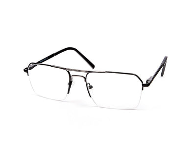 Specsmakers - Unisex DB Rectangle Half Frame - Grey Metallic Shine BLACK - ANF30578 - (LENSES INCLUDED)*