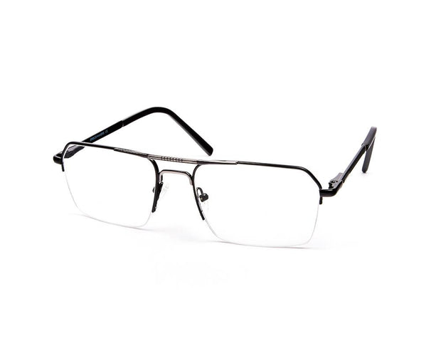 Specsmakers - Unisex DB Rectangle Half Frame - Grey Metallic Shine BLACK - ANF30578 - (LENSES INCLUDED)*