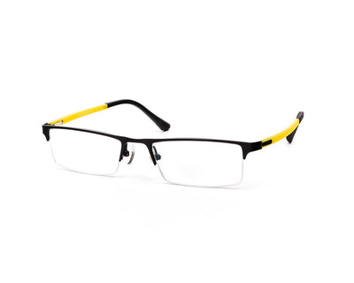 Specsmakers - Unisex Rectangle Half Frame - Black Matt YELLOW - PEC88312 - (LENSES INCLUDED)*