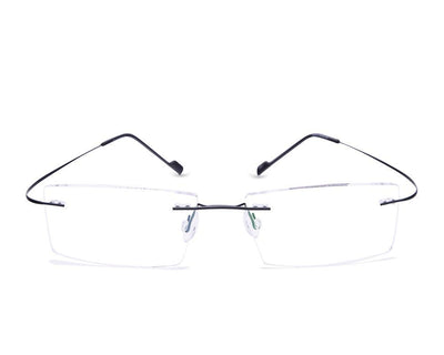 Rectangle Black Shine WITH BLACK Rimless Metal - (LENSES INCLUDED)*